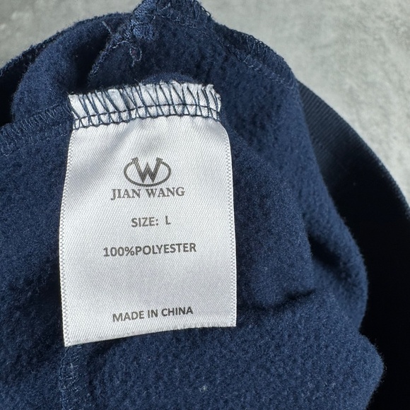 Jian Wang Mens Large Navy Jogger Sweatpants HC Logo Zipper Pockets - Picture 6 of 10